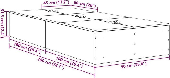 Actual product image vidaXL Aufbewahrungsbettgestell (90 x 200 cm)