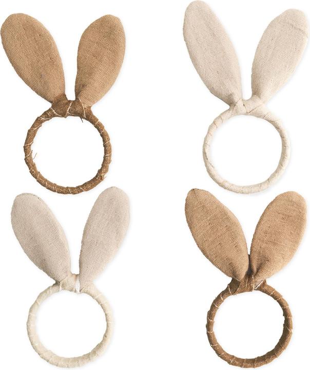Papierdrachen 4 Serviettenringe Ostern Musselin Natur Hasenohren Set 03 (4x)