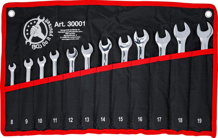 BGS Set di chiavi ad anello a cricchetto (19 mm, 12 mm, 14 mm, 16 mm, 10 mm, 18 mm, 17 mm, 11 mm, 15 mm, 8 mm, 9 mm, 13 mm)