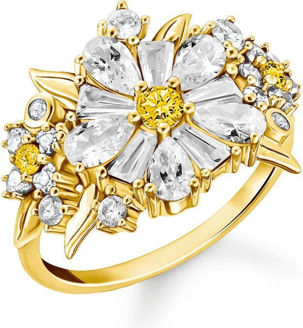 Thomas Sabo Cocktailring Blume Lovely Daisy mit Steinen vergoldet