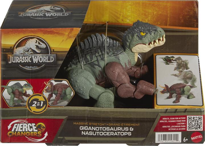 Actual product image Jurassic World FIERCE CHANGERS™ MASSIVE STRETCH™ Giganotosaurus & Nasutoceratops