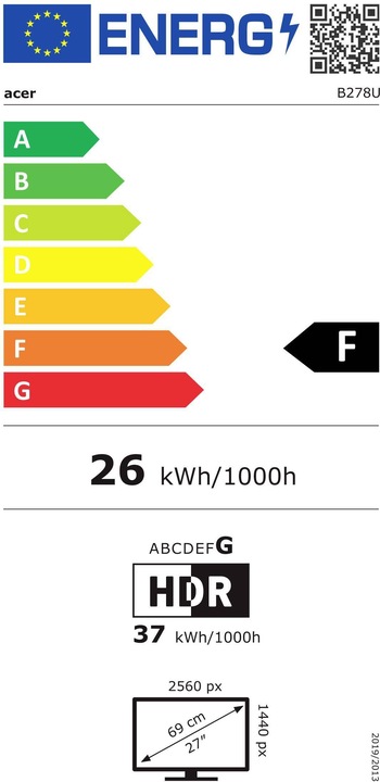 Energie-Label Acer B278Ubemiqprcuzx (2560 x 1440 Pixel, 27")