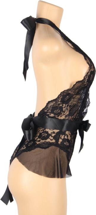 Actual product image Queen Lingerie Deep V Skirtless Lace Teddy S/M (M, S)