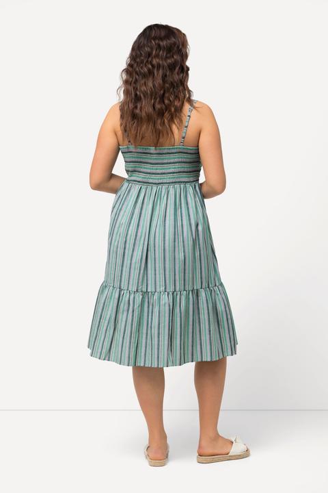 Produktbild Ulla Popken Midikleid, Streifen, A-Linie, V-Ausschnitt, ärmellos (58)