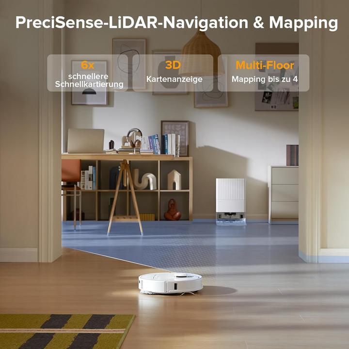 Actual product image Roborock QV 35A Saugroboter mit Wischfunktion&Hebarem Wischmopp,All-in-One,Anti-Tangle,8000Pa,Weiss (8000 Pa, Wiping pads (rotating))