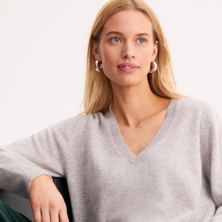 Produktbild Anne Weyburn Kaschmirpullover mit V-Ausschnitt aus Feinstrick (L)