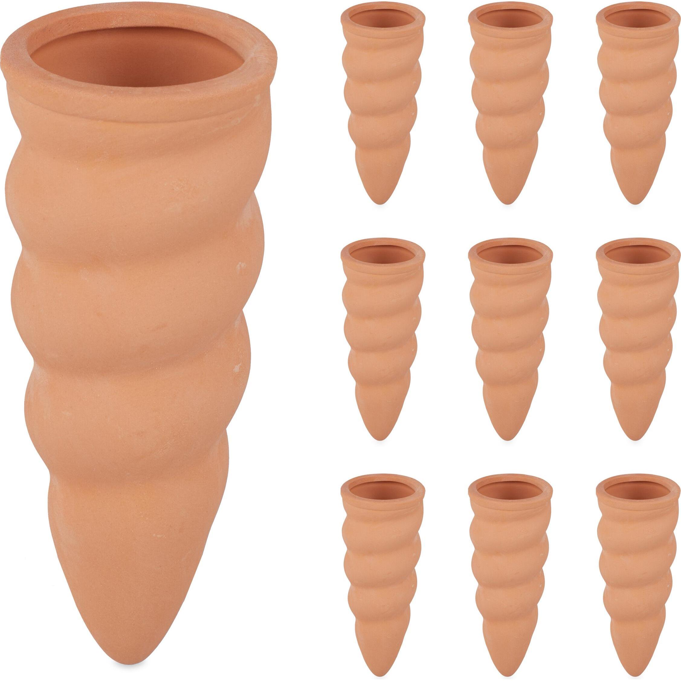 Relaxdays, Bewässerungskugeln + Tonkegel, 10x Tonkegel (Tonkegel Bewässerung)