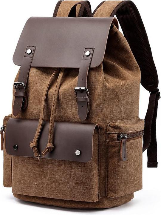 Actual product image Only-Bags.Store Trendy Retro Canvas Computer Bag Backpack, Student School Bag, Retro Casual Backpack, Strong