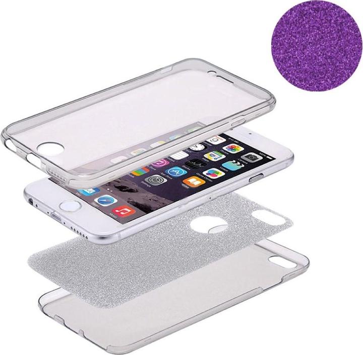 Produktbild König Design Full TPU Case für Huawei P10 Schutz Hülle Handy Cover Bumper Glitzer Violett Neu (Haier P10)