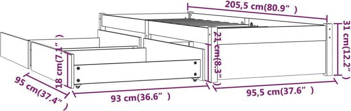 Image du produit vidaXL Bettgestell (90 x 200 cm)