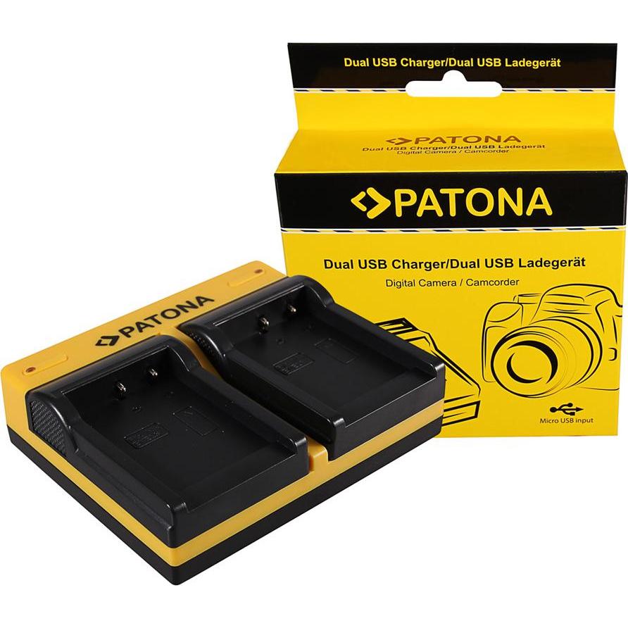 Patona Caricabatterie doppio per Nikon EN-EL8 CoolPix P1 P2 S1 S2 S3 S5 S6 S7 S7c S9 incl. cavo Micro-USB (Caricabatterie per fotocamere), Alimentator