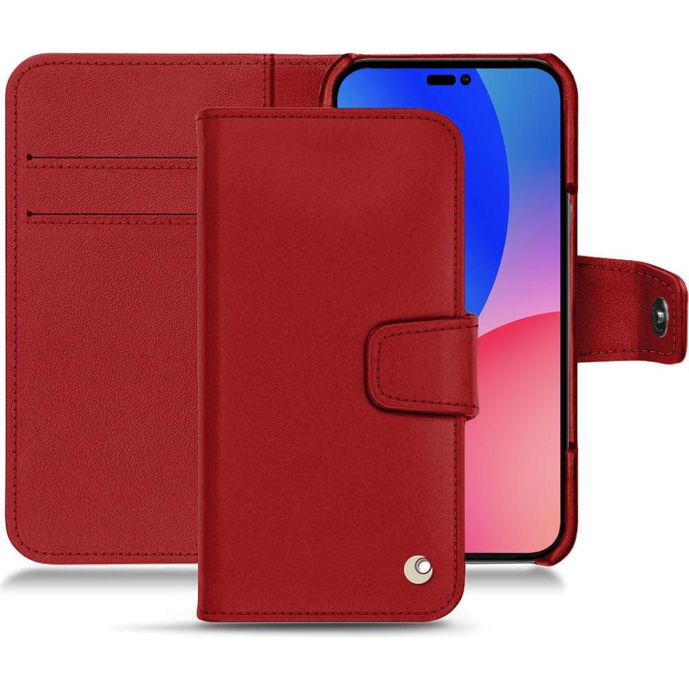 Noreve Lederschutzhülle Wallet (Apple iPhone 14 Pro Max), Smartphone Hülle, Rot