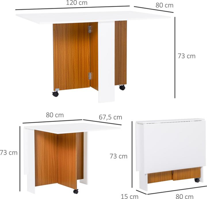 Produktbild Homcom Klapptisch mit klappbarer Tischplatte (120 x 80 x 73 cm)