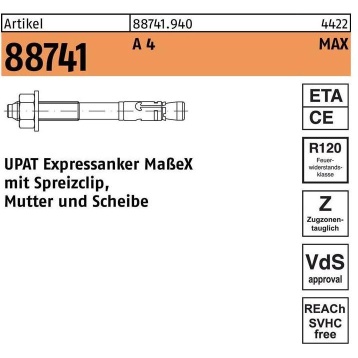 Thumbnail - Upat, Dübel, Expressanker R 88741 MAX 16/ 25/148 A 4 (20 Stk.)