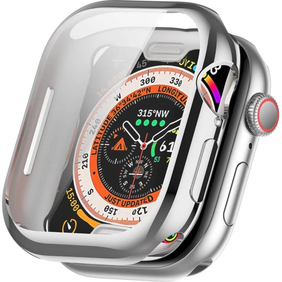 Cover-Discount Apple Watch 10 - 42mm - Gummi Schutz Case Metall-Look, Smartwatch Zubehör, Silber