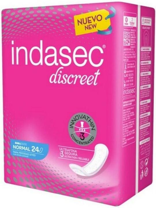 Actual product image Indasec Discreet Incontinence Pads Normal (24 x, Regular)
