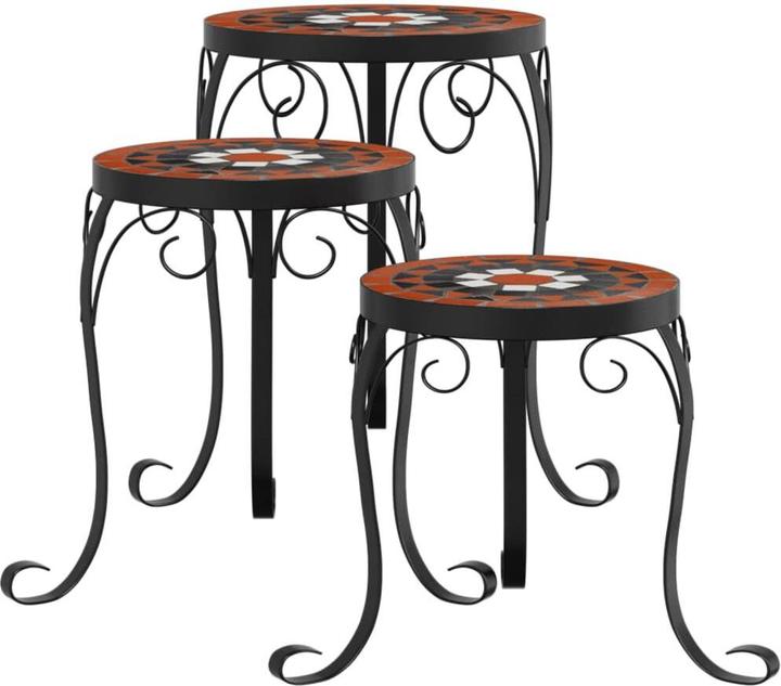 Produktbild vidaXL Pflanzenständer 3 Stk. Terrakottarot und Keramik