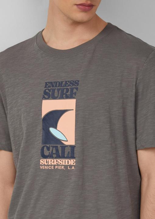 Produktbild S.Oliver T-Shirt Baumwoll-T-Shirt mit Frontprint und Flammgarnstruktur (L)