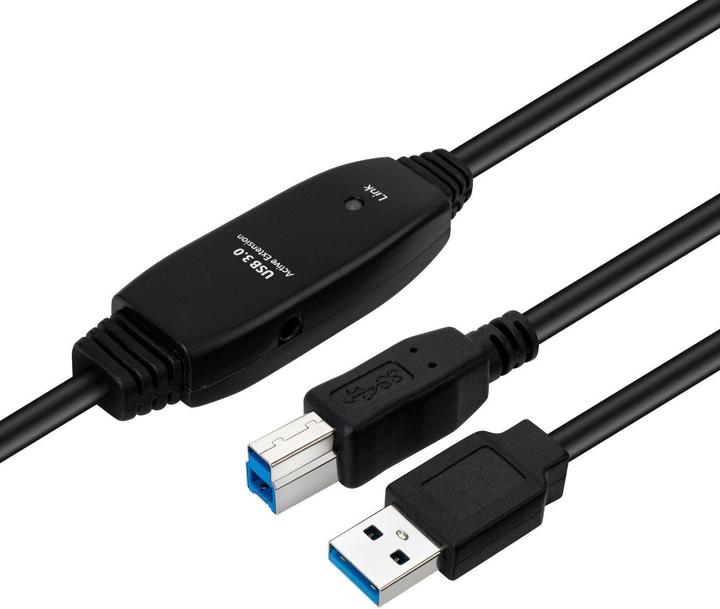 MicroConnect Active USB3.0 A-B 10m M-M (10 m, USB 3.2 Gen 1)