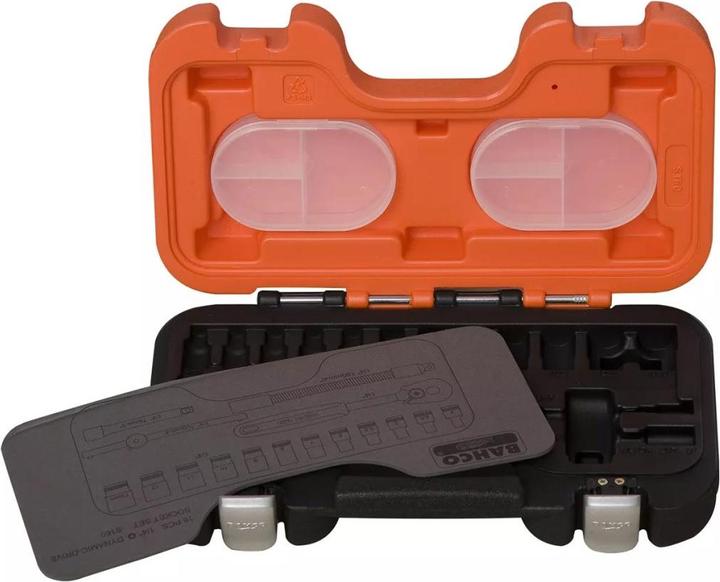 Actual product image Bahco 1/4"-Steckschlüssel-Satz, metrisch, Sechskant, inklusive Umschaltknarre - 16-teilig (13 mm, 8 mm, 10 mm, 4 mm, 11 mm, 7 mm, 12 mm, 6 mm, 9 mm, 5 mm)