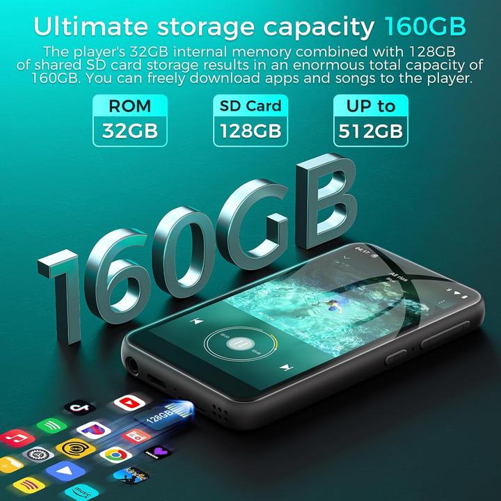 Image du produit Zaqe M12 MP3 Player mit Bluetooth und WiFi (64 Go)