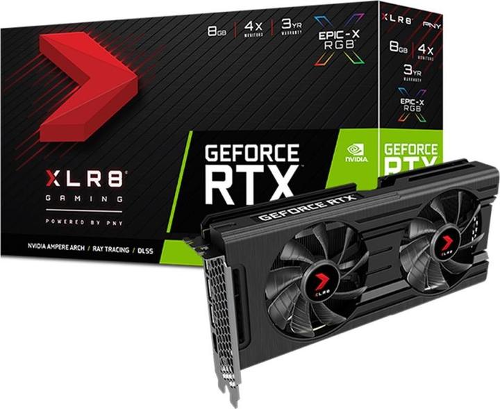 Produktbild PNY RTX 3050 XLR8 Gaming REVEL EPIC-X RGB Dual Fan Edition NVIDIA GeForce RTX 3050 GDDR6 (8 GB)