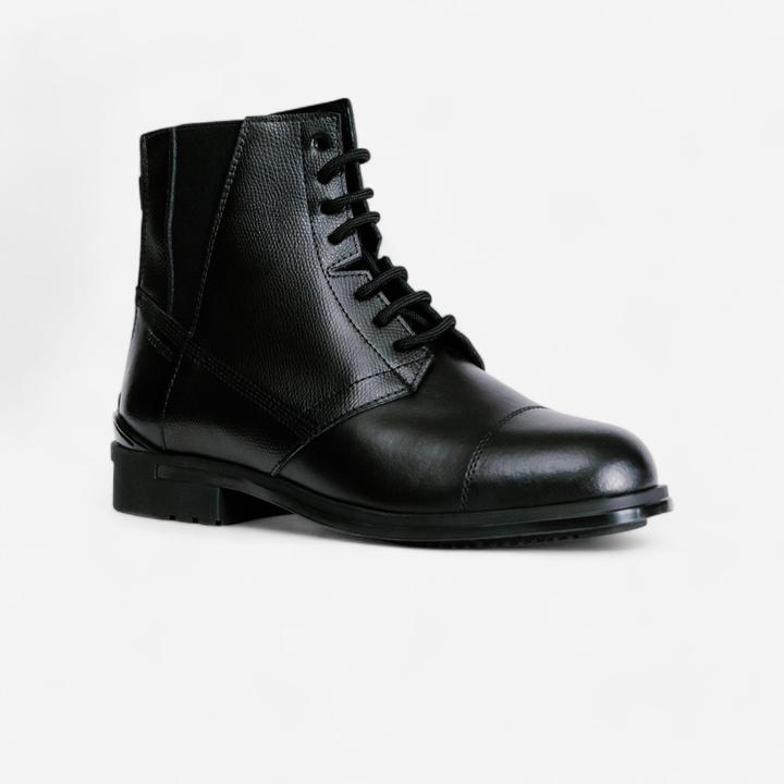 Image du produit Fouganza Boots d'équitation 500 lacées cuir femme noir (36)