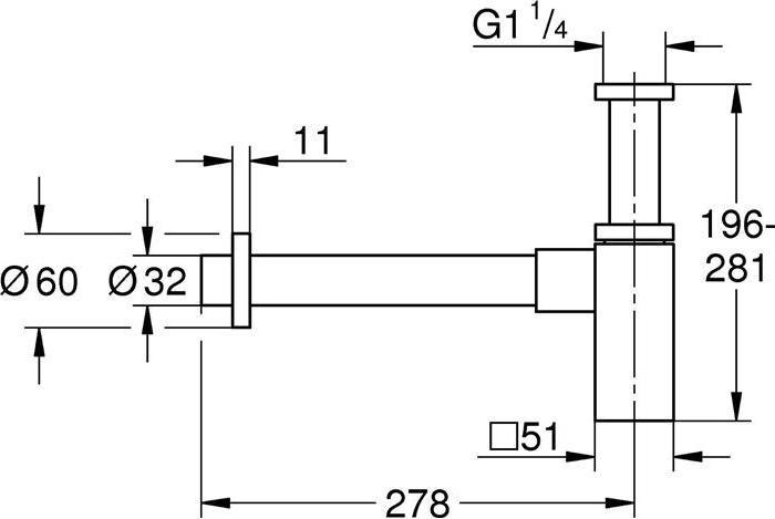 Produktbild Grohe Geruchsverschluss 1 1/4Zoll f WT chr (Flaschensiphon, 1 1/4")