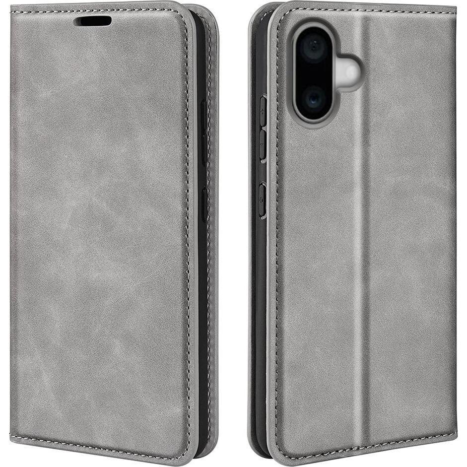 Cover-Discount iPhone 16 Plus - Stand Flip Case Hülle (Apple iPhone 16 Plus), Smartphone Hülle, Grau