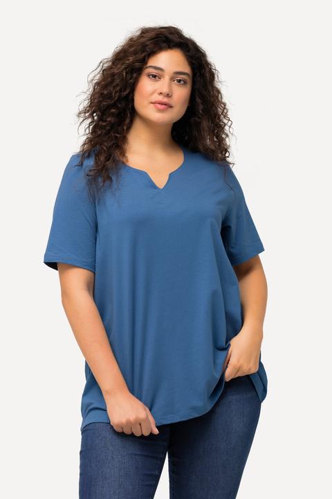 Immagine prodotto Ulla Popken T-shirt dal taglio svasato con scollo a tunica e mezze maniche (42, 44)