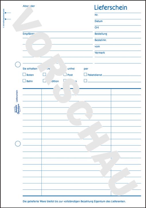 Nutritional values and ingredients Avery Delivery note (100x)