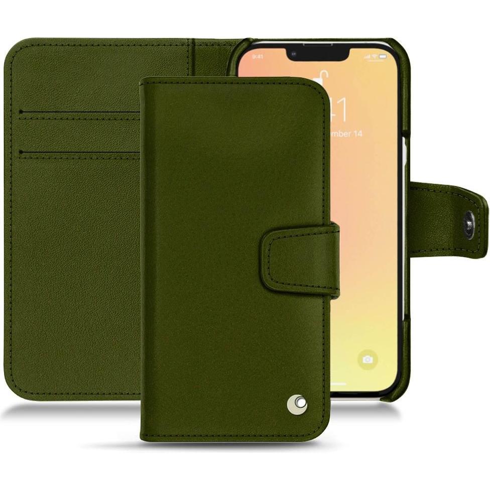 Noreve Lederschutzhülle Wallet (Apple iPhone 13), Smartphone Hülle, Grün