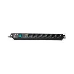 Thumbnail - Bachmann, Steckdosenleiste, 19" 1U 7xCEE7/3 bk 1xswitch (7 x, CEE 7/3, 2 m)