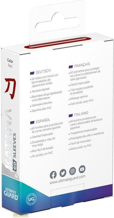 Immagine prodotto Ultimate Guard Kartenhülle Katana Sleeves Japanische Grösse Rot 60