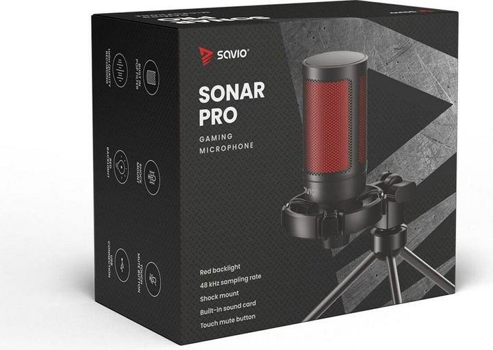 Image du produit Savio microphone de jeu filaire avec rétroéclairage trépied USB SONAR PRO