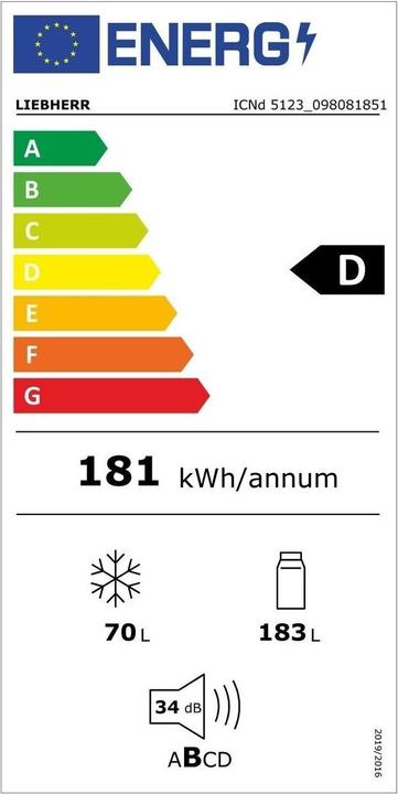 Energy Label Liebherr Built-in fridge-freezer ICNd 5123 Plus (253 l)