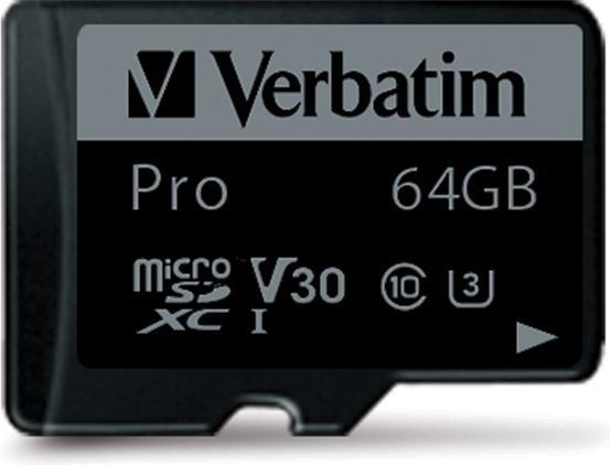 Produktbild Verbatim Pro (64 GB, microSDXC, U3, UHS-I)