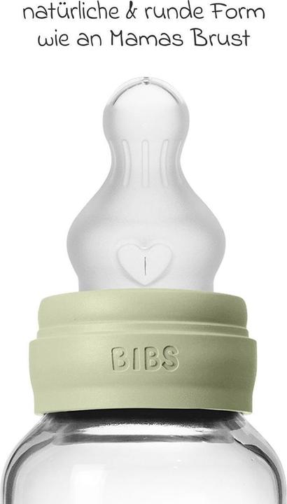 Actual product image Bibs Babyflaschen Glas-Flasche Baby Bottle Round 120 ml + Silikon-Trinksauger (120 ml)