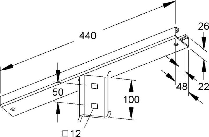 Actual product image Niedax NIE KUDU 50 universal clamping head plate for profile U 50, U 5050 hot-dip galvanised