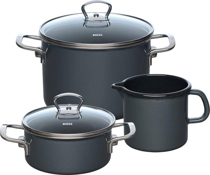 Riess Starter Set NOUVELLE PUR Dark-Grey (Kochtopf, Emaille)