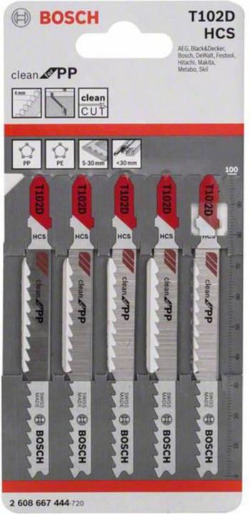 Produktbild Bosch Professional Zubehör PRO Plastics PP clean T102D Stichsägeblatt, 100 mm, 5-tlg.