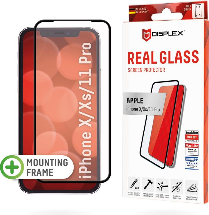 Displex Real Glass, Full Cover Panzerglas (1 Stk., Apple iPhone 11 Pro, Apple iPhone X, Apple iPhone XS)