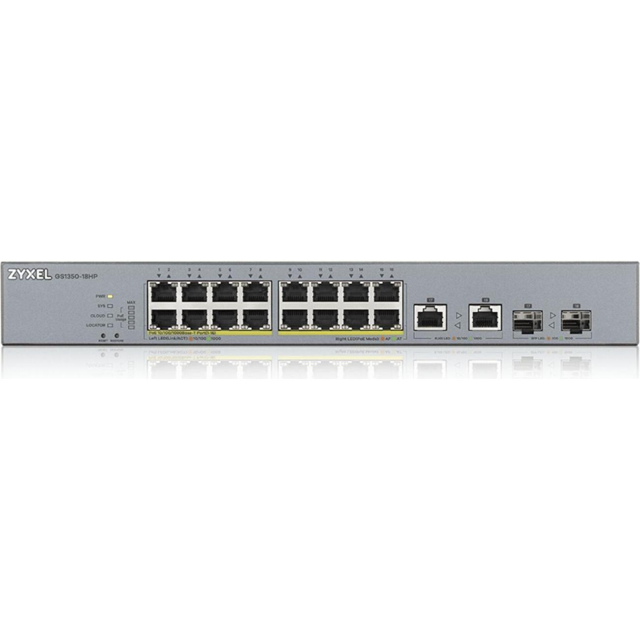 Thumbnail - Zyxel GS1350-18HP managed PoE+ (18 Ports), Netzwerk Switch, Grau