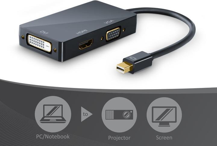 Actual product image CSL 3in1 Mini DisplayPort to HDMI, DVI, VGA Adapter Converter, miniDP 1.2 4k 3840x2160 UHD 2160p, 0.15m (HDMI, DVI, VGA, 16 cm)
