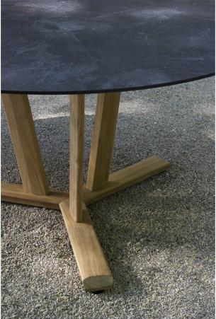 Produktbild Les Jardins TEKURA runder Tisch aus Teakholz - HPL Schieferplatte TA02280 (140 cm)