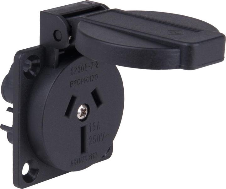 Actual product image PCE 1037-0s Schuko socket Australian black 15A