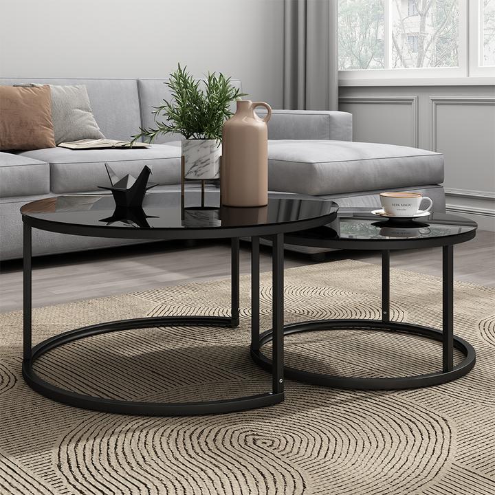 Actual product image Vicco Coffee table set Montreal, Black, 77 x 77 cm 2 parts