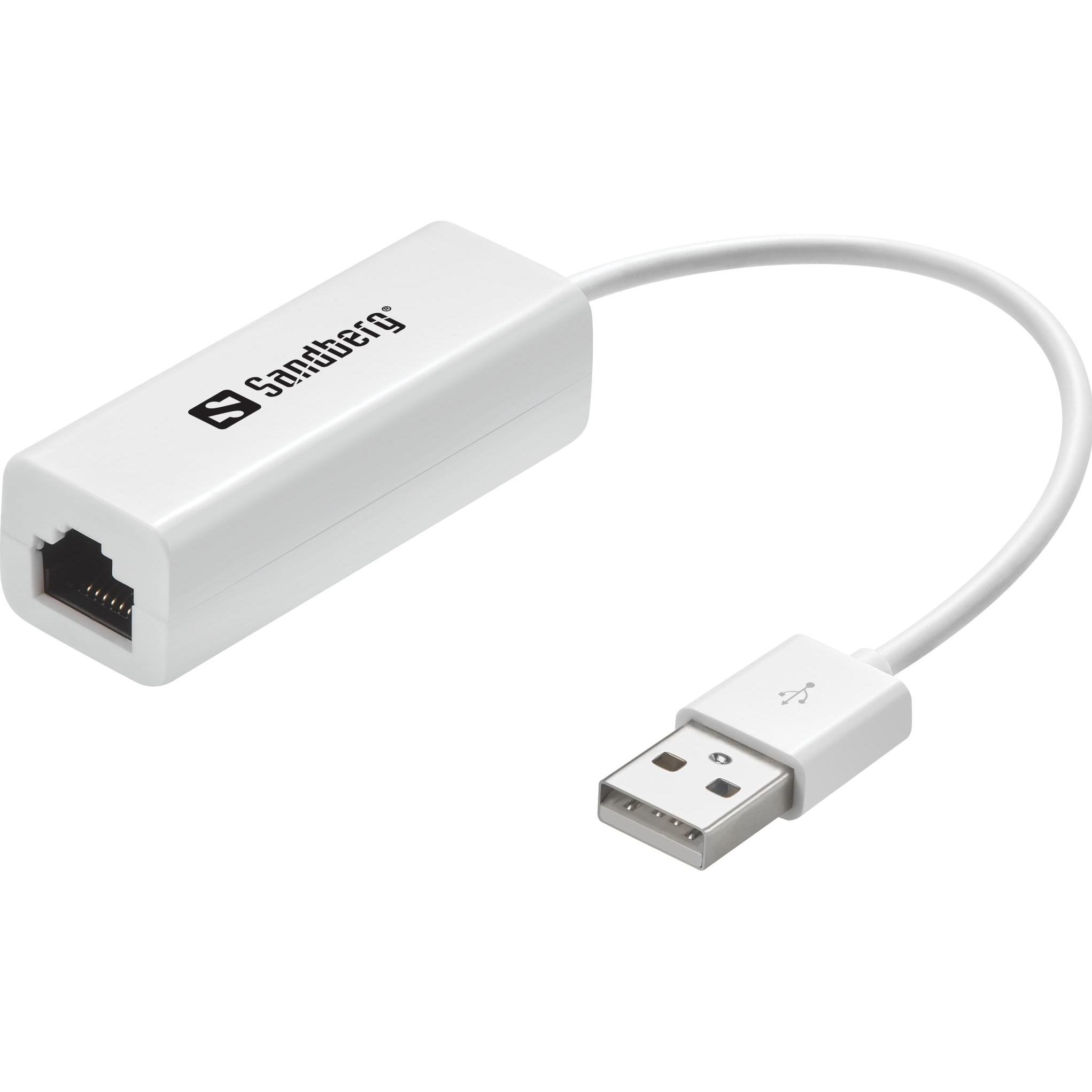 Sandberg USB to Network Converter (USB 2.0, RJ45 (1x)), Netzwerkadapter, Weiss