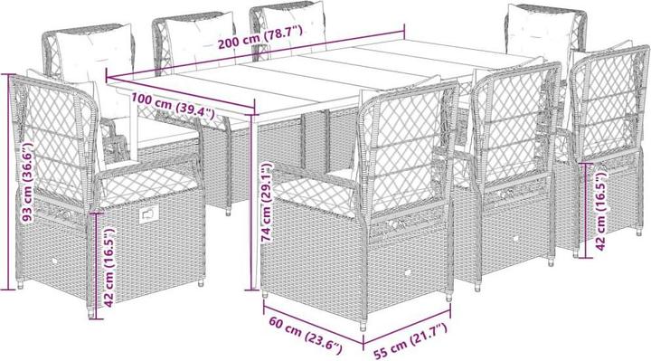 Produktbild vidaXL Garten Essgruppe (200 x 100 x 74 cm)