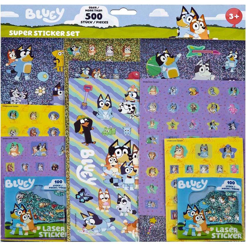 Undercover, Sticker, Super Sticker Set Bluey - 500+ Stück.